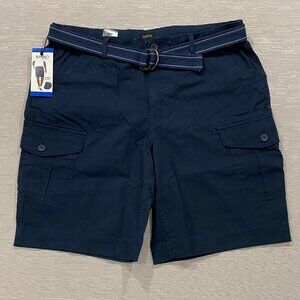 Buffalo David Bitton Cargo Shorts Mens 36 x 10" Blue Belted Ripstop Pockets